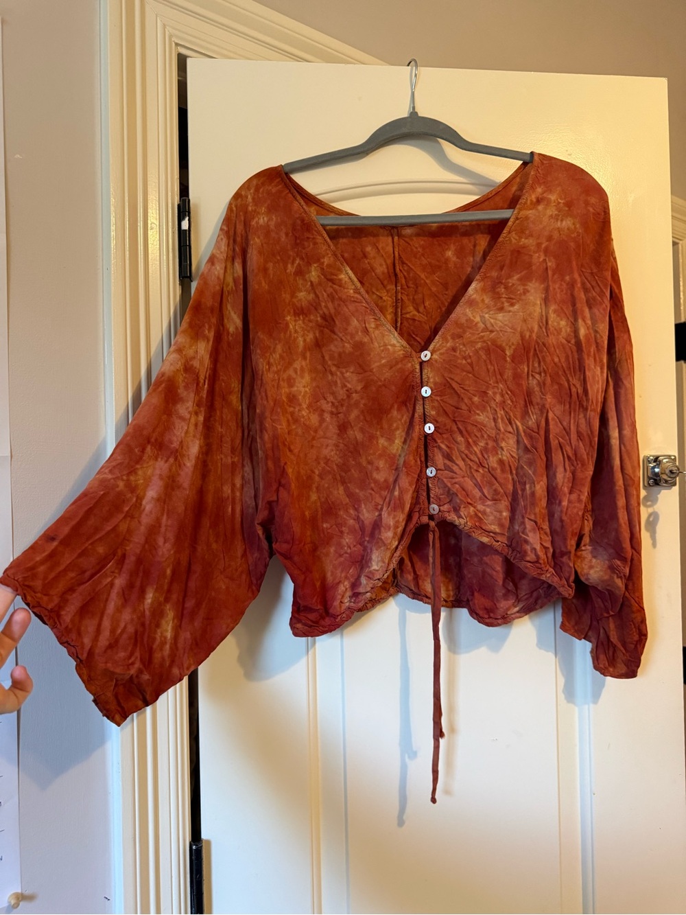 Blue Life Rust Tie-Dye Button Front Blouse